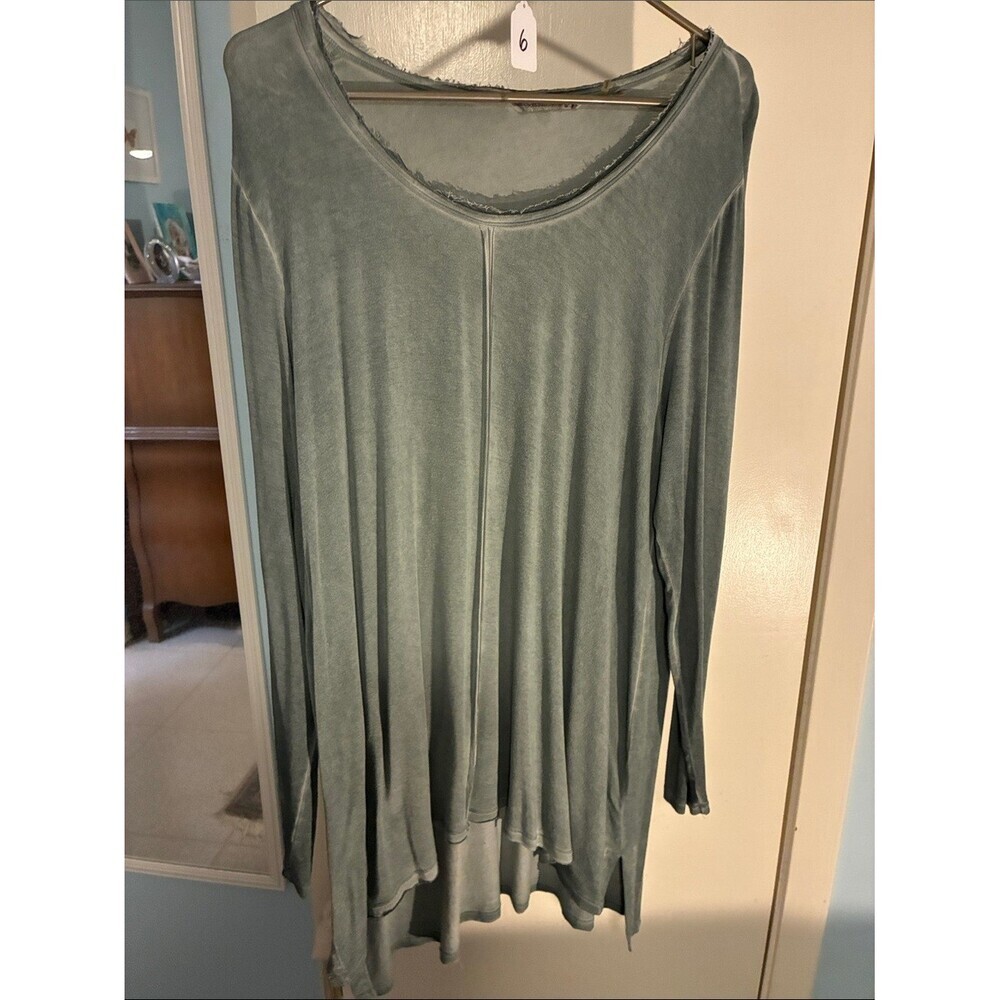 Soft Surroundings Sage-Green Long Sleeve Scoop Neck Tunic
